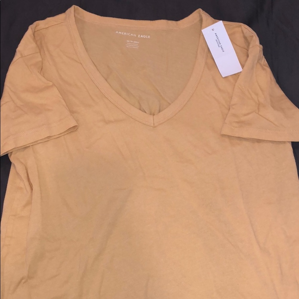 American Eagle Gold/Yellow V-neck Shirt